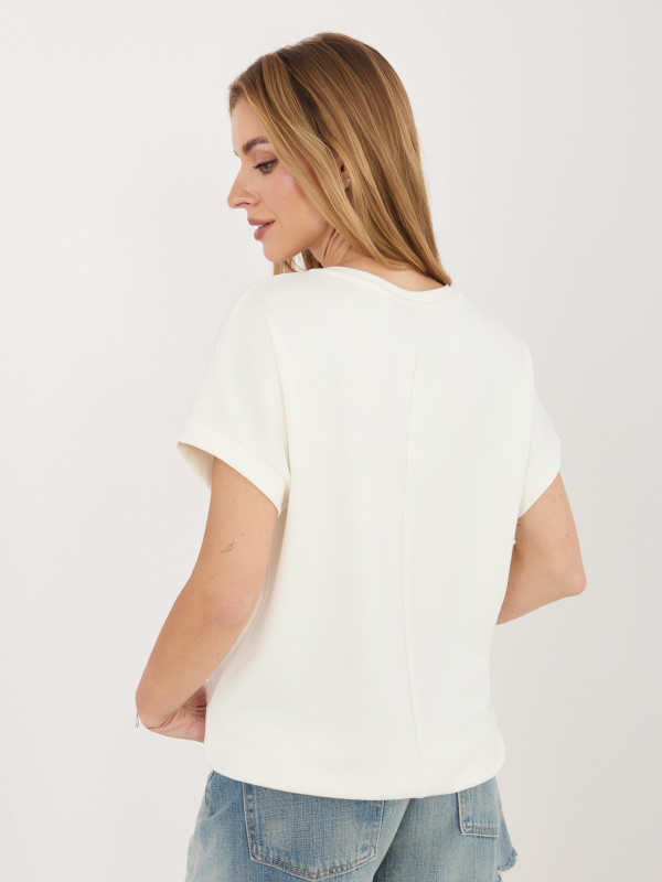 Ecru oversize halenka s kontrastním nápisem