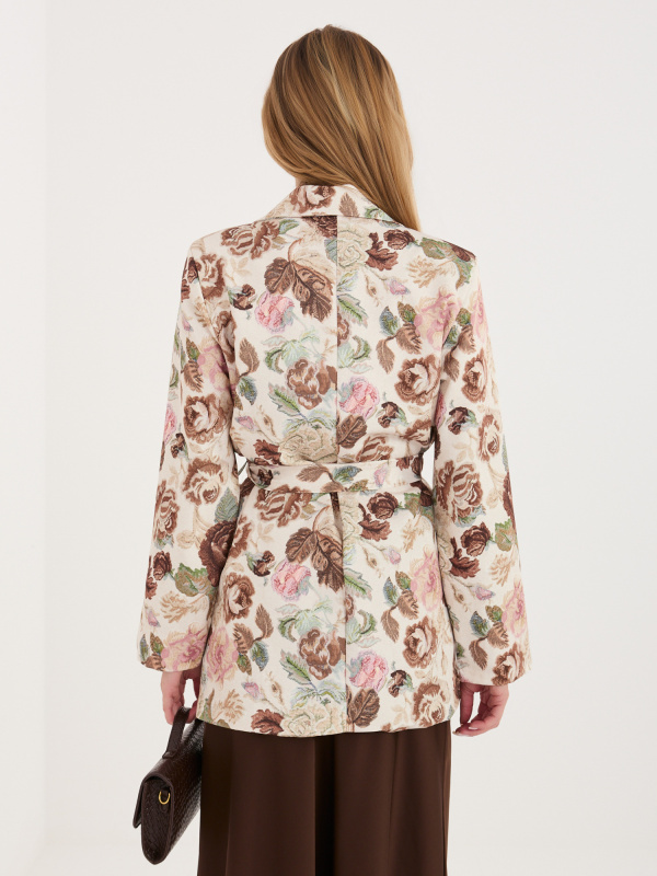 Hnědá dlouhá bunda s potiskem