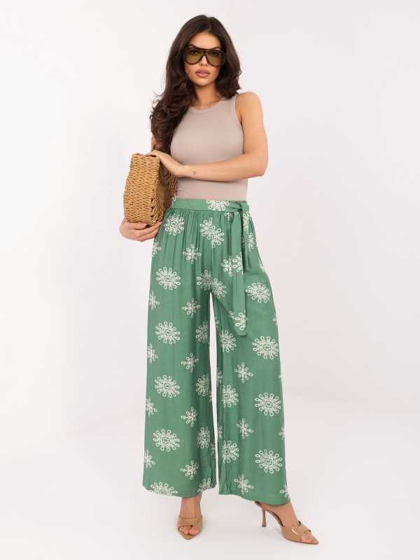 Zelené dámské palazzo kalhoty
