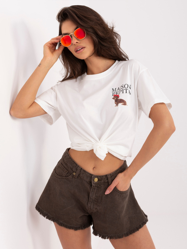 Dámské triko s malým nápisem ecru