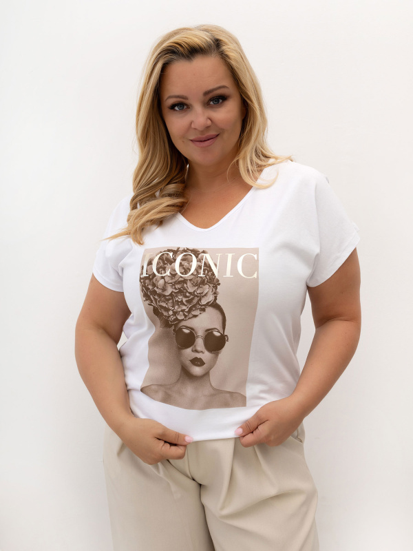 Bavlněné triko plus size s nadrukem