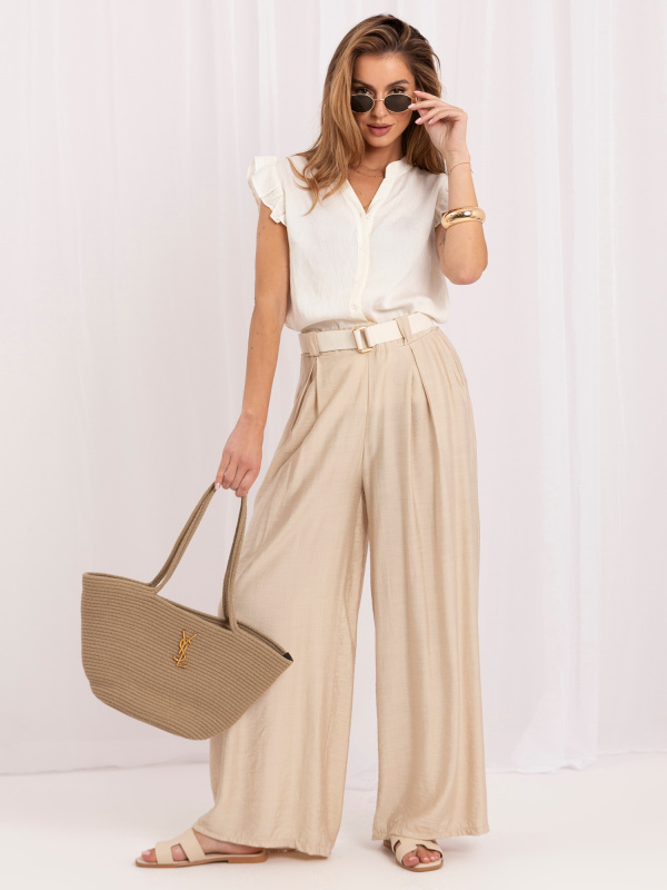 Dámské kalhoty IT-SP-10358.16 RUE PARIS Barva: Béžová, Velikost: UNI