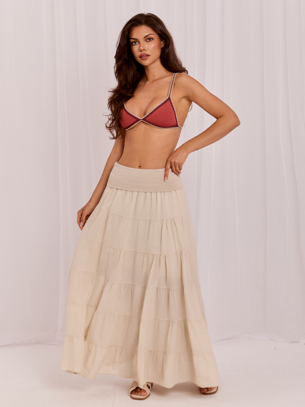 ITALY MODA Sukně IT-SD-FL9357MSL.52 Barva: Béžová - světle, Velikost: UNI