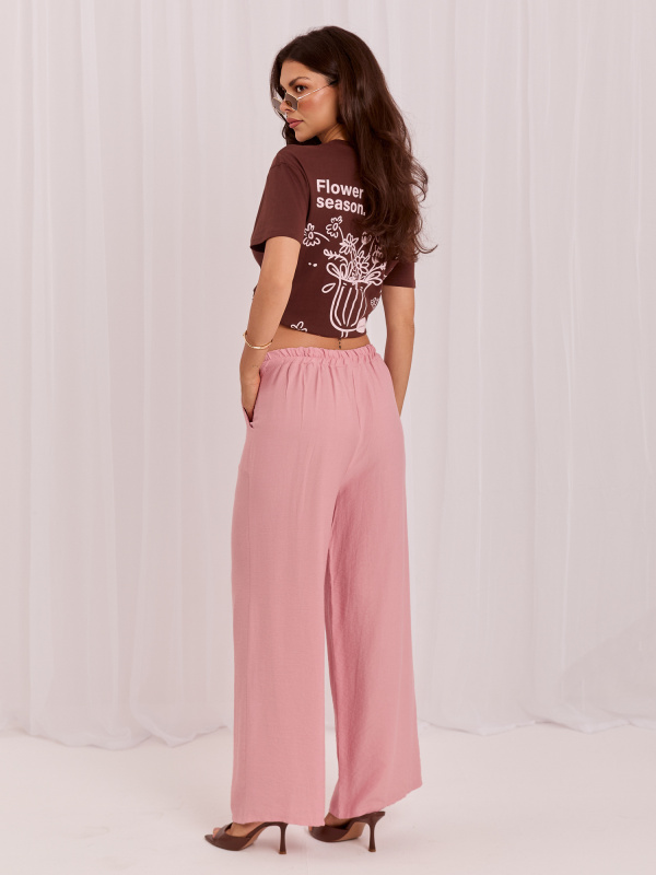 Dámské kalhoty MO-SP-2606.87 ITALY MODA Barva: Růžová - tmavě, Velikost: UNI