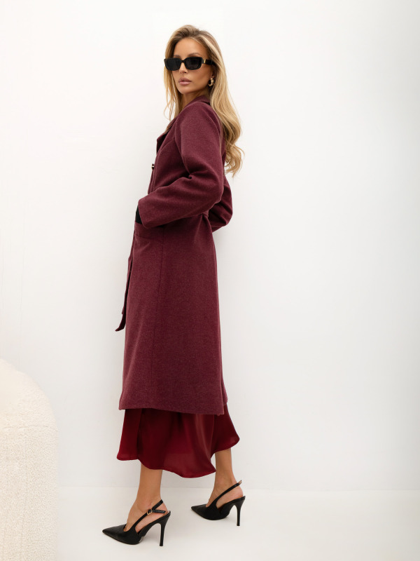 Dámský kabát IT-PL-16776.47 RUE PARIS Barva: Bordó, Velikost: UNI