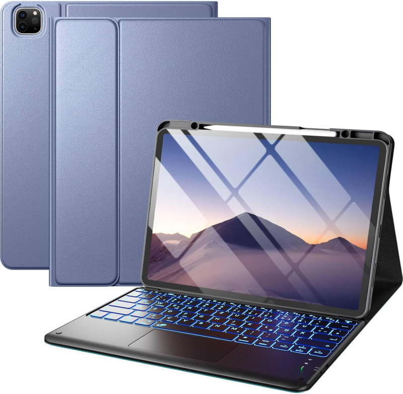 Pouzdro Vobafe s klávesnicí pro iPad Pro 12.9" (3. - 6. generace) - Modro šedá