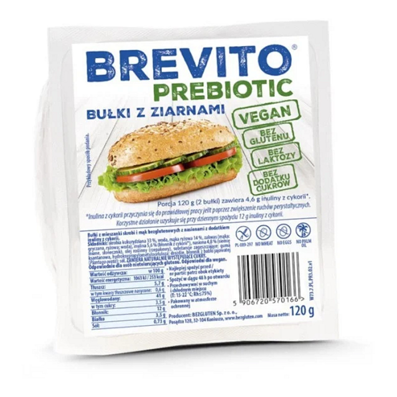 BEZGLUTEN Brevito prebiotic housky se semínky bez lepku 120 g