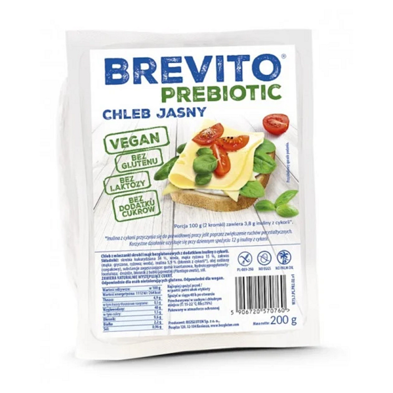 BEZGLUTEN Brevito prebiotic chléb světlý toustový bez lepku 200 g