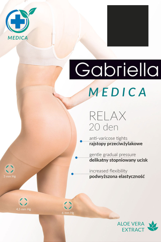 Silonkové punčocháče Gabriella Medica Relax 20 DEN Code 110 Barva: Černá, Velikost: 4-L