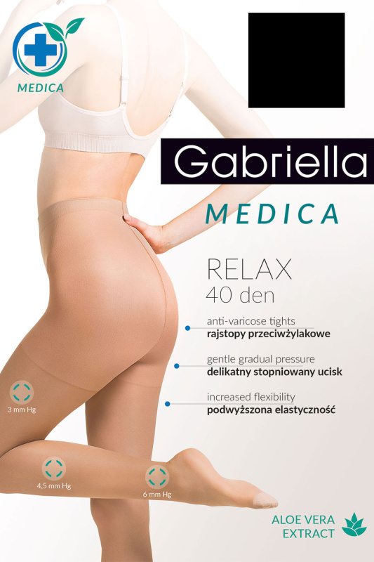 Silonkové punčocháče Gabriella Medica Relax 40 DEN Code 111 Barva: Černá, Velikost: 4-L