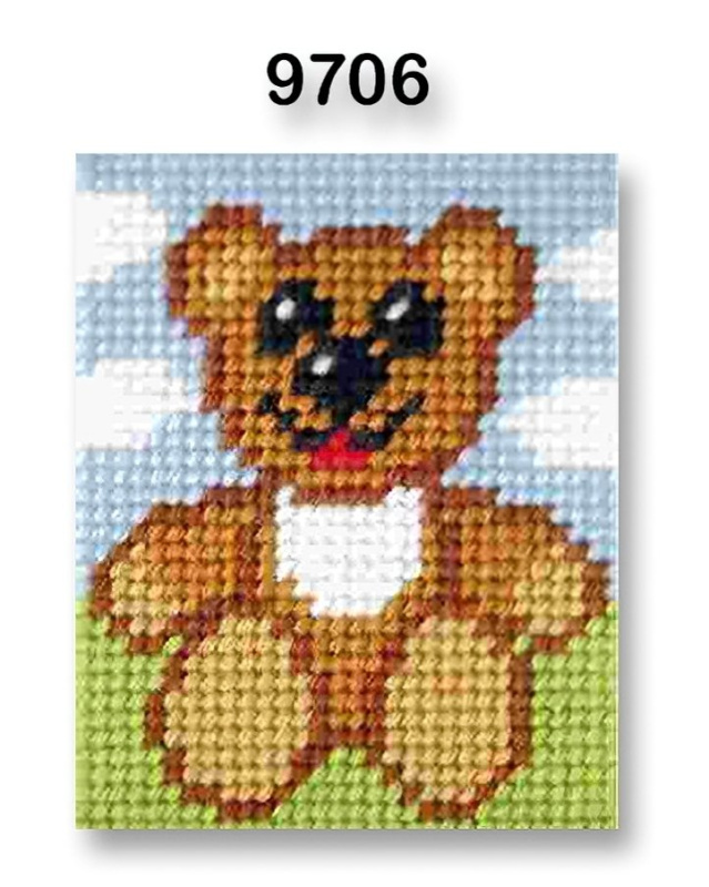 VTC Vyšívací sada s předtištěným motivem 70262/9706 medvídek, hnědá, 17x20,5cm