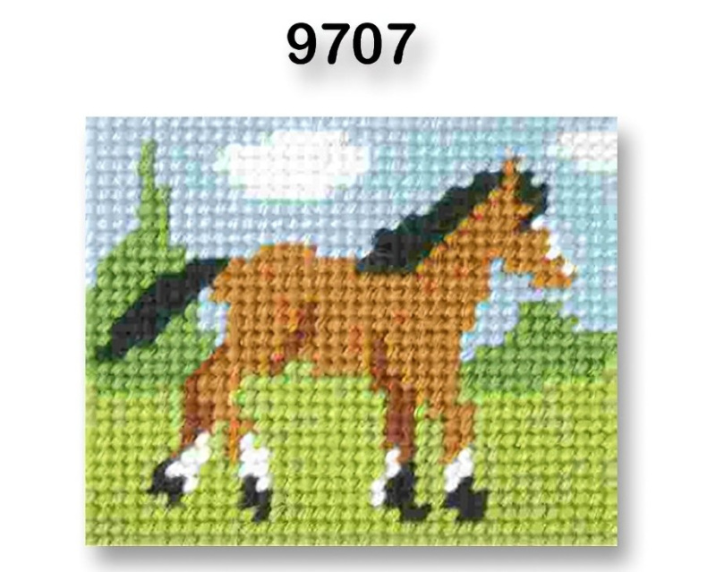 VTC Vyšívací sada s předtištěným motivem 70262/9707 koník, zelená, 17x20,5cm