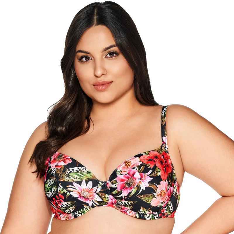 Horní díl plavek 219 Floral plus - AVA černá 75/L