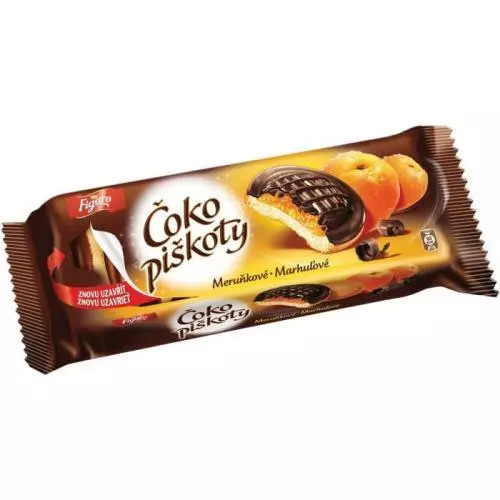 Figaro - čokopiškoty s meruňkovou náplní, 147 g