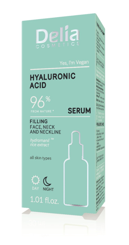 Delia Cosmetics Hyaluronic Acid vyplňující sérum na obličej, krk a dekolt 30 ml