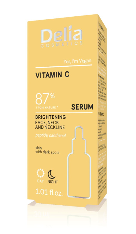 Delia Cosmetics Vitamin C rozjasňující sérum na obličej, krk a dekolt 30 ml
