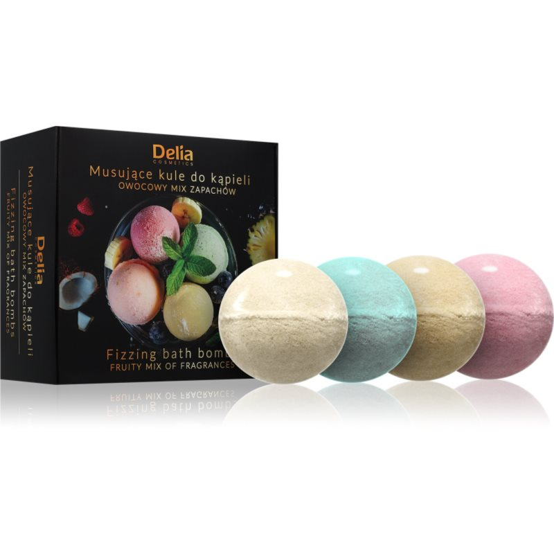 Delia Cosmetics Fizzing Bath Bombs Fruity Mix dárková sada do koupele 4x100 g
