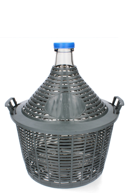 Skleněný demižon 10l v plastovém koši ÚZKÉ hrdlo / CHVET10