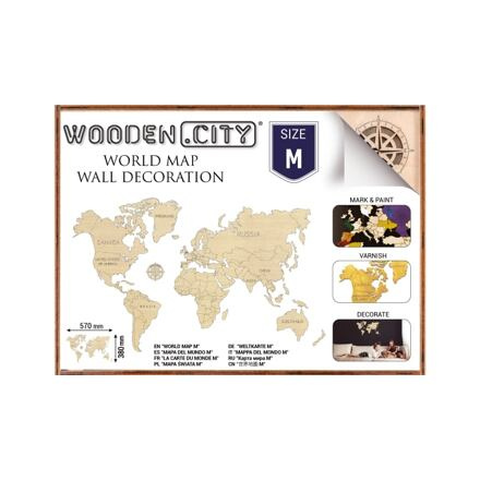 Wooden City 3D puzzle Mapa Světa M 31 ks WM501