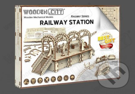 WOODEN CITY 3D puzzle Železniční stanice 175 dílů