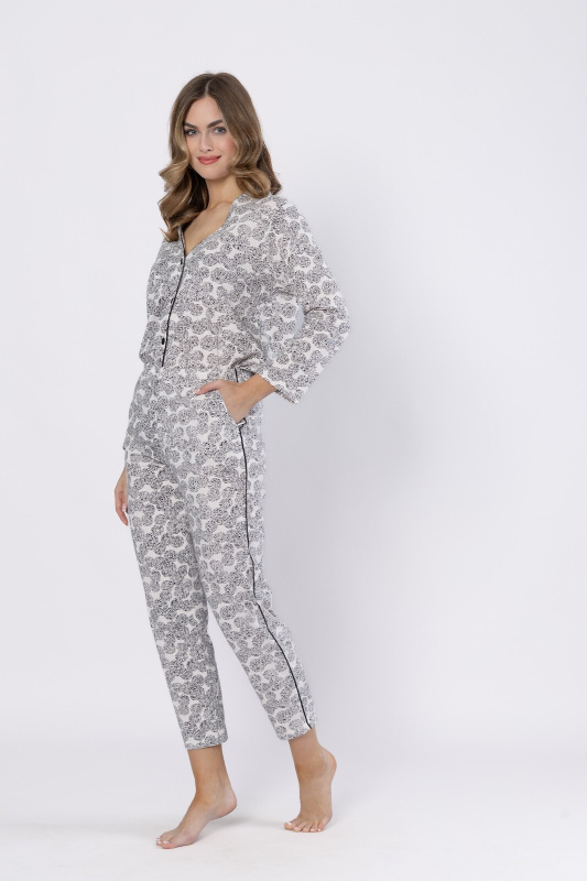 Leveza pyžamo 1609 Bronia dlouhé/r M-2XL bez zipu pískově černá XXL