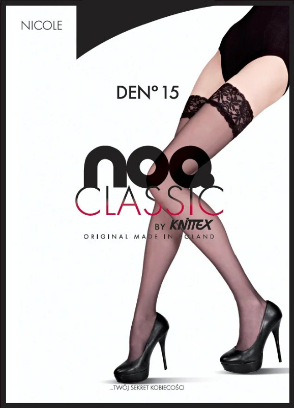 Samodržící punčochy Knittex Nicole 15 den nero 2-S