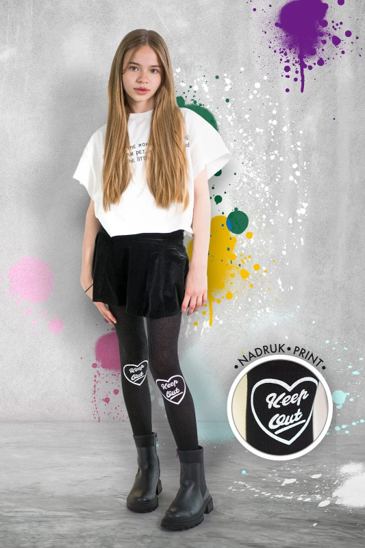 Punčocháče Knittex DR 2329 Keep Out Viscos 134-158 bianco 134-140