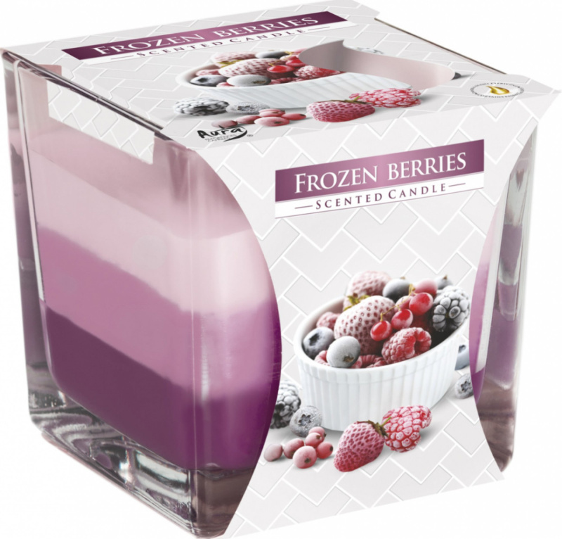Aura Candles Mražené ovoce tříbarevná vonná svíčka ve skle