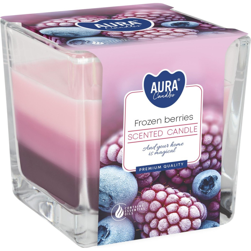 Aura Candles Mražené ovoce tříbarevná vonná svíčka ve skle