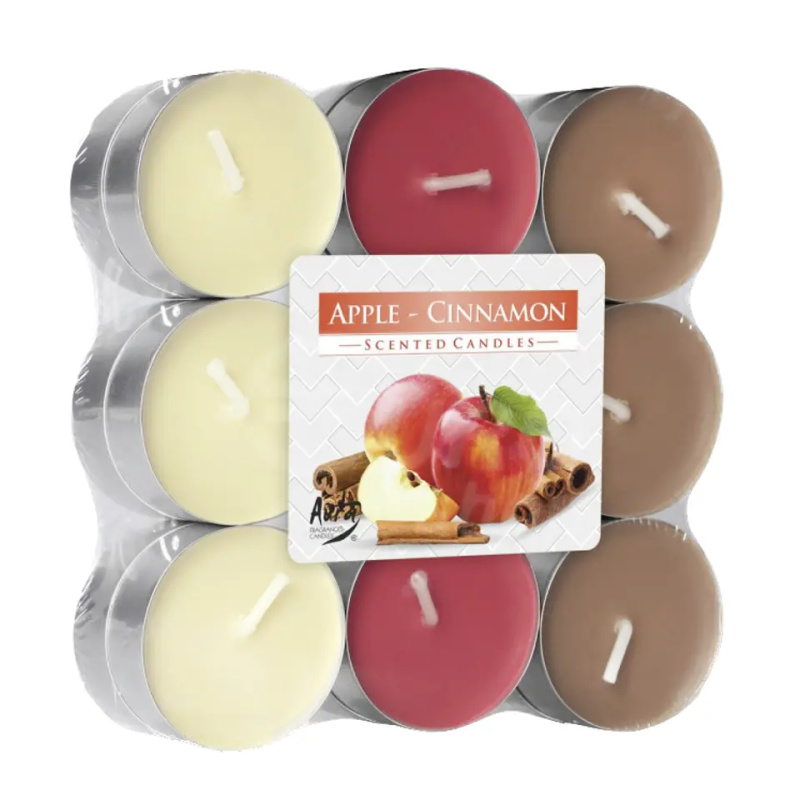 AURA Candles Vonná čajová svíčka Apple-Cinnamom pr. 3,9 cm, 18 ks