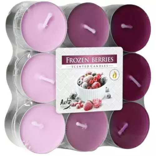 AURA Candles Vonná čajová svíčka Frozen Berries pr. 3,9 cm, 18 ks