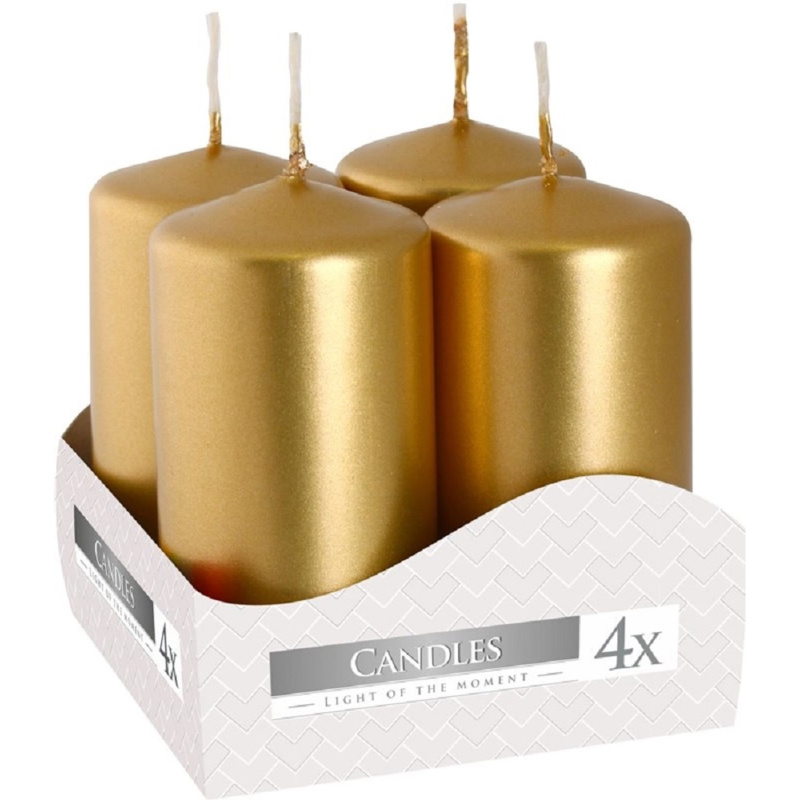Adventní svíčky metalické lesklé zlaté 4 x 8 cm, 4ks