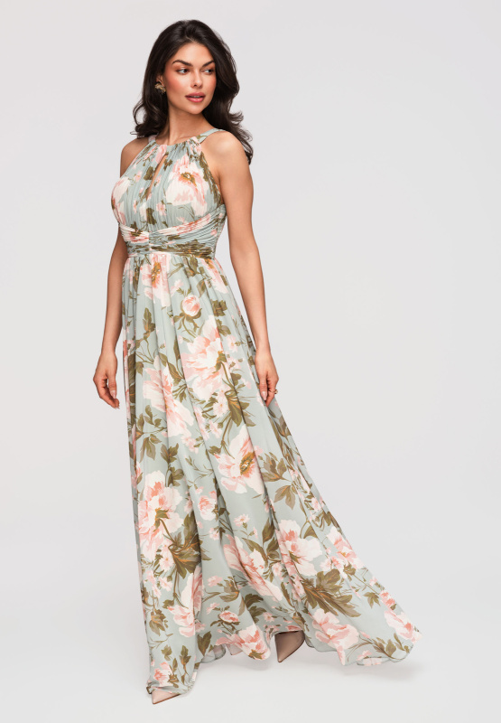 Maxi šaty Edoti s halterovým výstřihem