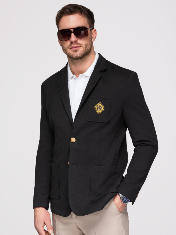 Ombre pánské sako slim fit se zlatými knoflíčky