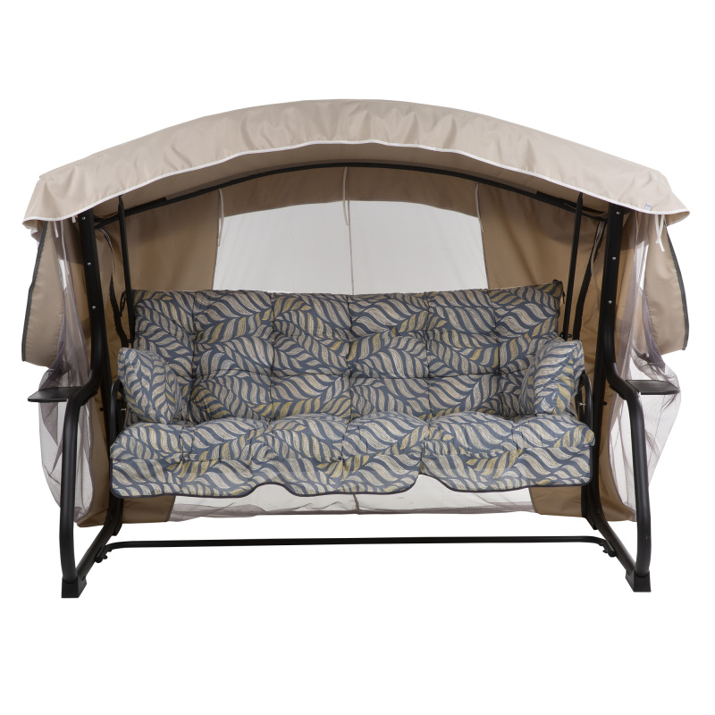 Zahradní houpačka Ravenna Lux Black Edition s moskytiérou a s bočními stolky G050-06IB PATIO