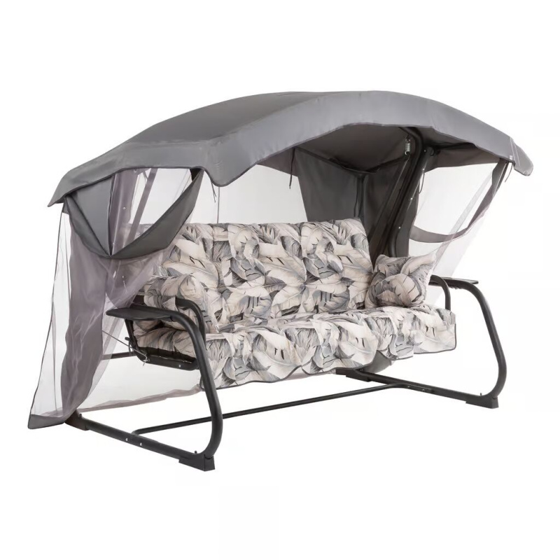 Zahradní houpačka Ravenna Lux Black Edition s moskytiérou a s bočními stolky G057-06PB PATIO