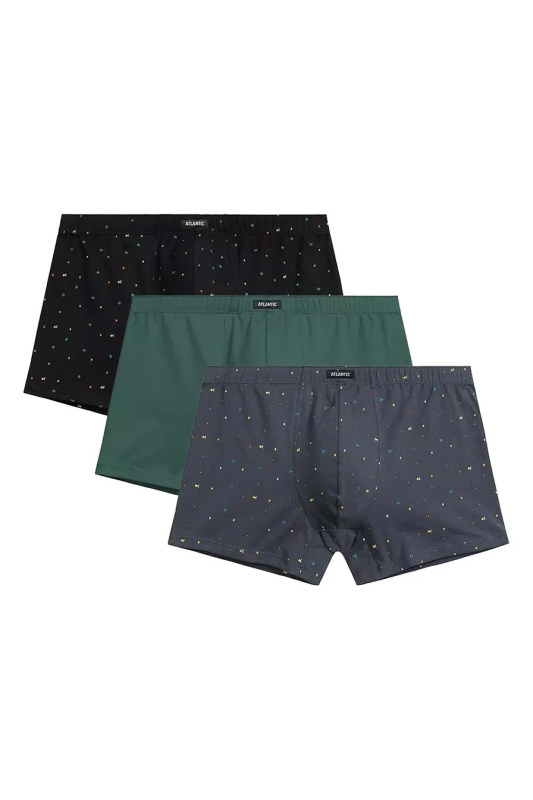 Boxerky Atlantic 3MH-204 A'3 S-2XL zeleno-černo-grafitová S