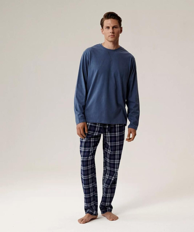 Pyžamo Atlantic NMP-393 long/r S-2XL pánské tmavě modrošedá XXL