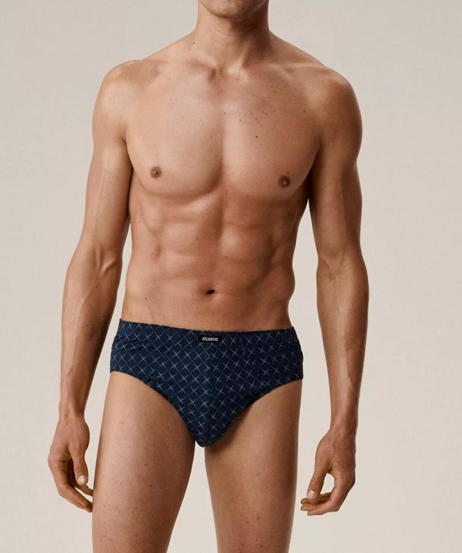 Kalhotky Atlantic 3MP-205 A'3 M-2XL tmavě modrá-hnědá L