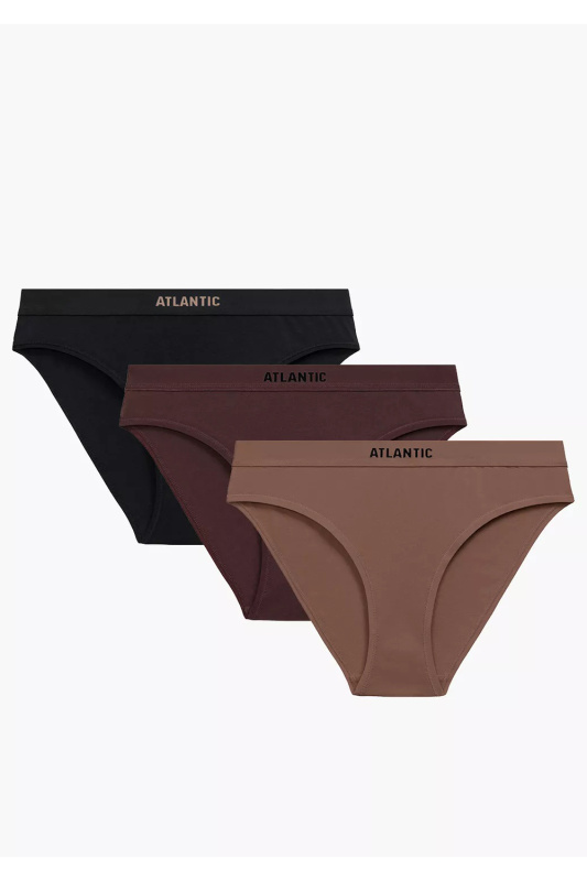 Kalhotky Atlantic 3CLP-012B 3-pack Barva: Hnědá, Velikost: S