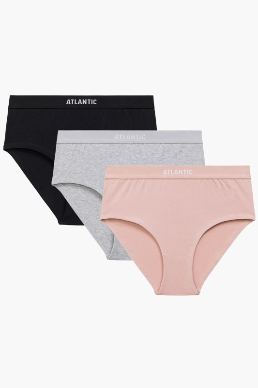 Kalhotky Atlantic 3CLP-009/Z25 Maxi Sport A'3 S-2XL černo-růžovo-šedá melanž M