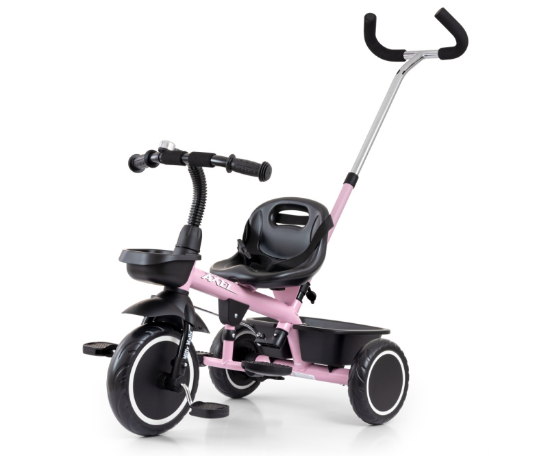 Dětská tříkolka s vodicí tyčí MILLY MALLY Axel pink