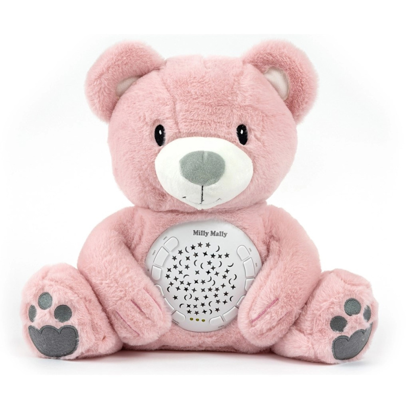 Plyšový medvídek s projektorem a ukolébavkami MILLY MALLY Bear růžový