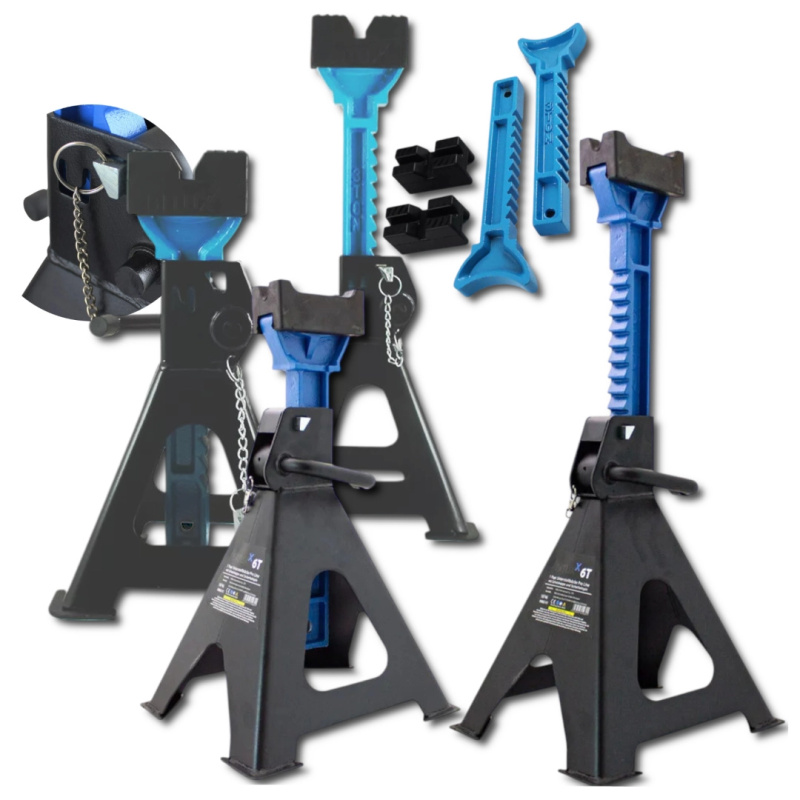 Sada 4 ks dílenských podpěr pod auto 6 t, ocelové stavitelné kozy