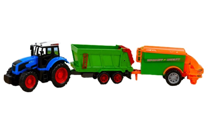 Traktor se zemědělskými stroji