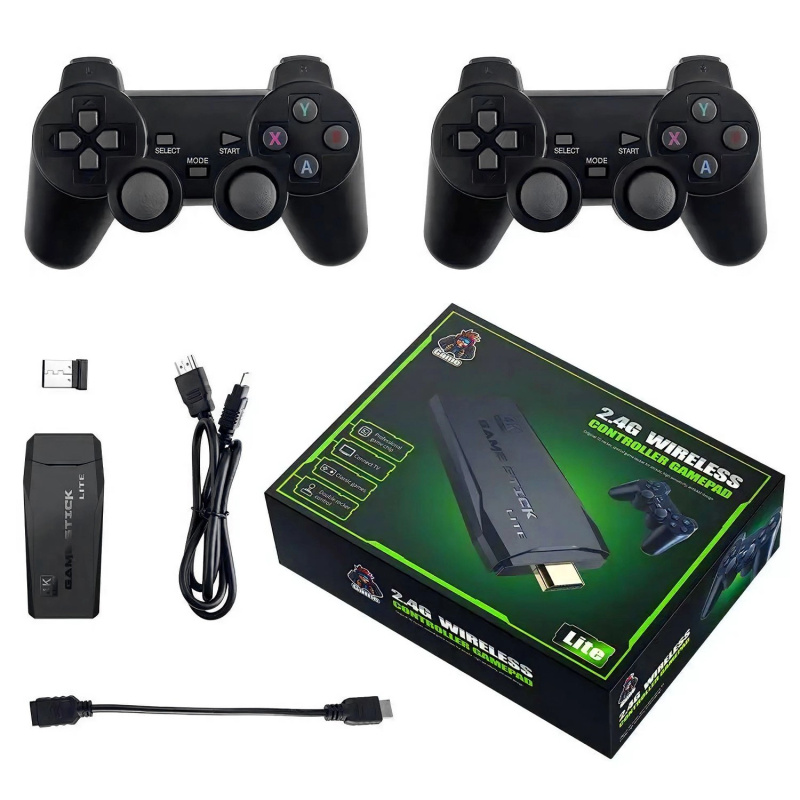 Renew force herní TV konzole (gamestick) 4K s 2 bezdrátovými ovladači a 64GB SD kartou