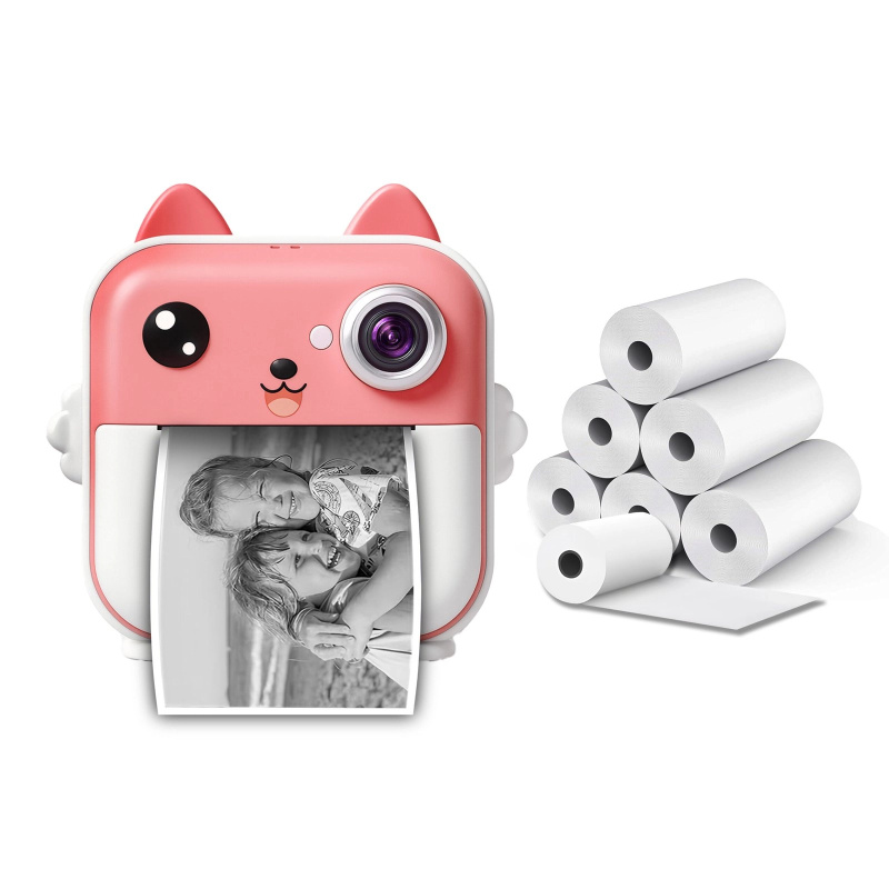 Instantní fotoaparát RENEW FORCE růžový s termotiskem 48 Mpx + 6 rolek papíru