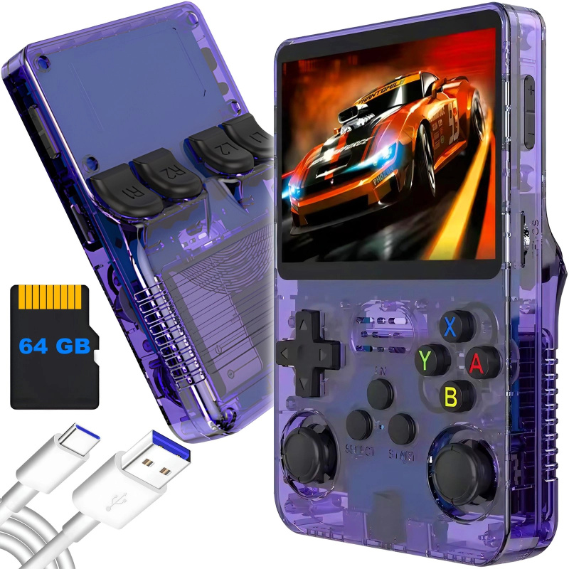 RENEW FORCE R36S přenosná retro konzole 64 GB ArkOS 2.0, fialová