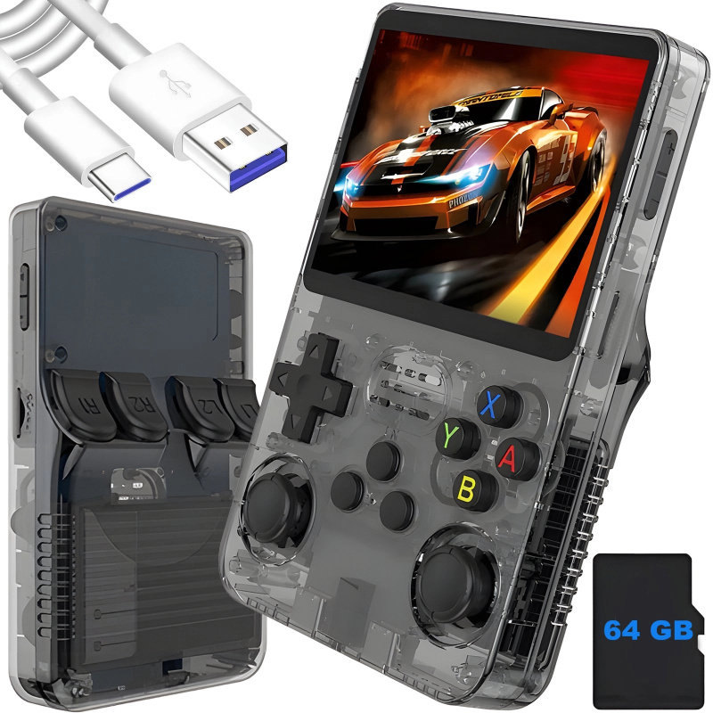 Přenosná retro herní konzole Renew Force R36S černá 64 GB s ArkOS 2.0