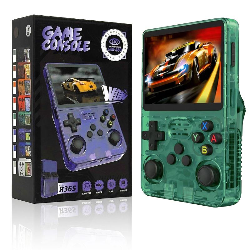 Přenosná retro herní konzole RENEW FORCE R36S zelená 64GB s ArkOS 2.0 - 1 kus